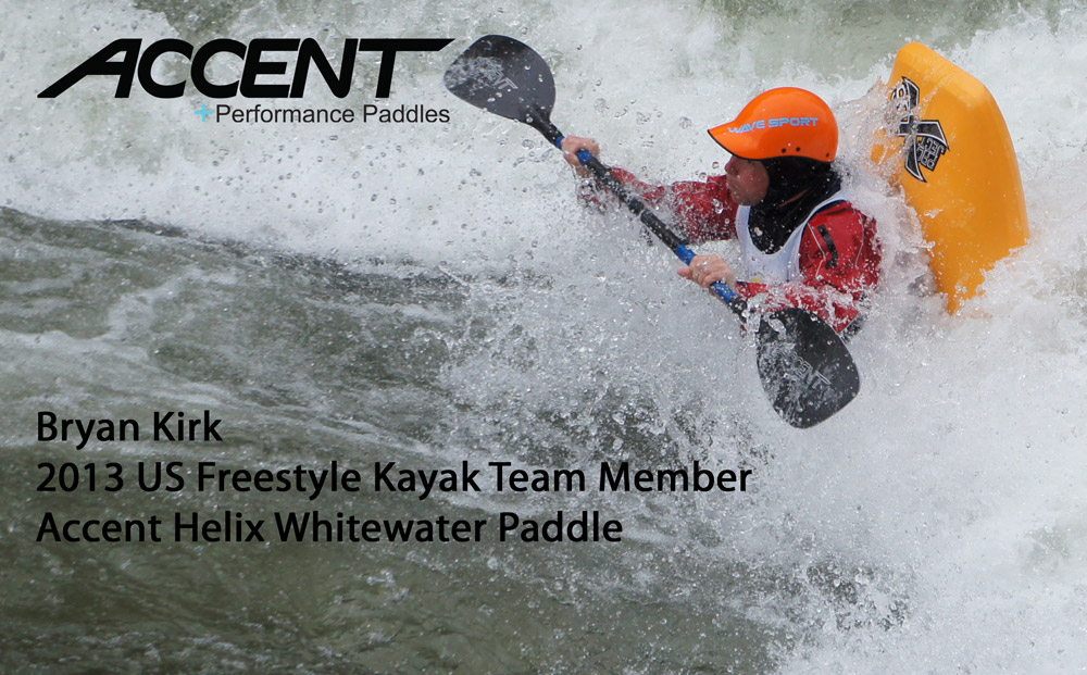 Bryan Kirk earns the highest scoring ride of the US Freestyle Team Trials at the Nantahala River - Accent Helix Bent Shaft, Foam Core Carbon